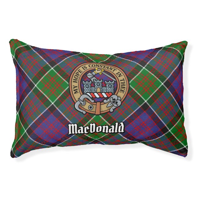 Clan MacDonald of Clanranald Crest over Tartan Pet Bed (Front)