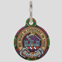 Clan MacDonald of Clanranald Crest over Tartan Pet ID Tag