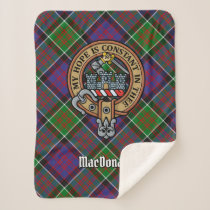 Clan MacDonald of Clanranald Crest over Tartan Sherpa Blanket