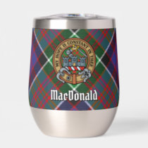 Clan MacDonald of Clanranald Crest over Tartan Thermal Wine Tumbler