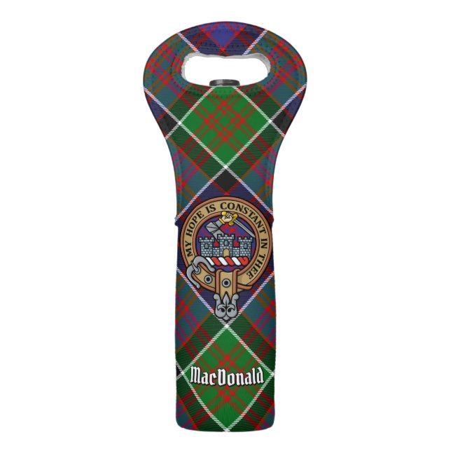 Clan MacDonald of Clanranald Crest over Tartan Wine Bag (Front)