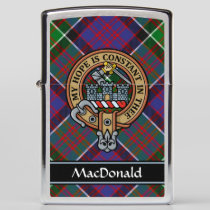 Clan MacDonald of Clanranald Crest over Tartan Zippo Lighter