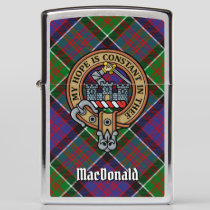 Clan MacDonald of Clanranald Crest over Tartan Zippo Lighter