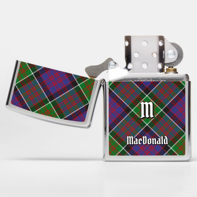 Clan MacDonald of Clanranald Tartan Zippo Lighter (Opened)