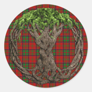 Clan MacDonald of Glencoe Tartan And Celtic Tree Classic Round Sticker