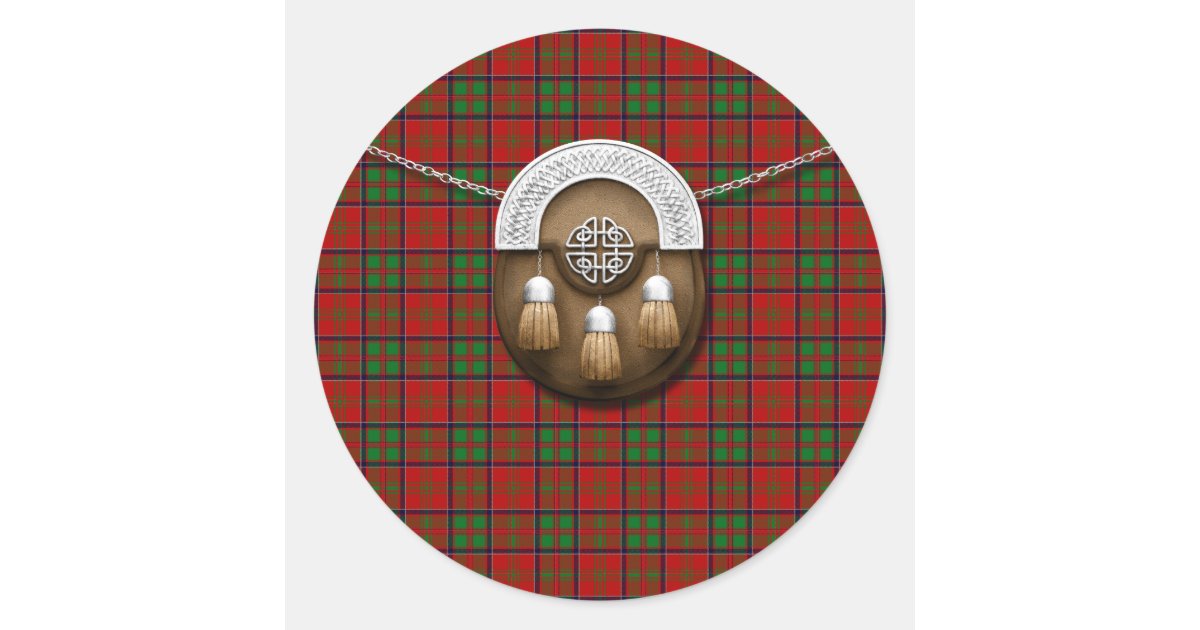 Clan MacDonald Of Glencoe Tartan And Sporran Classic Round Sticker Zazzle