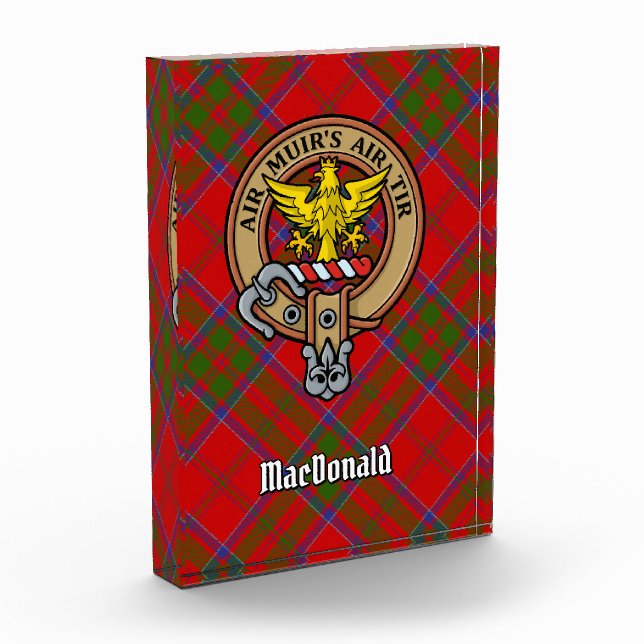 Clan MacDonald of Keppoch Crest over Tartan Acrylic Award (Left)