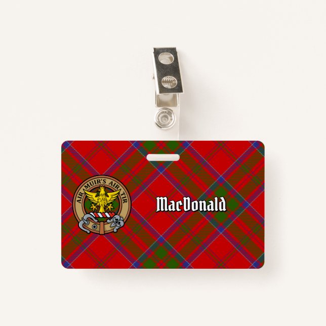 Clan MacDonald of Keppoch Crest over Tartan Badge (Front with Clip)