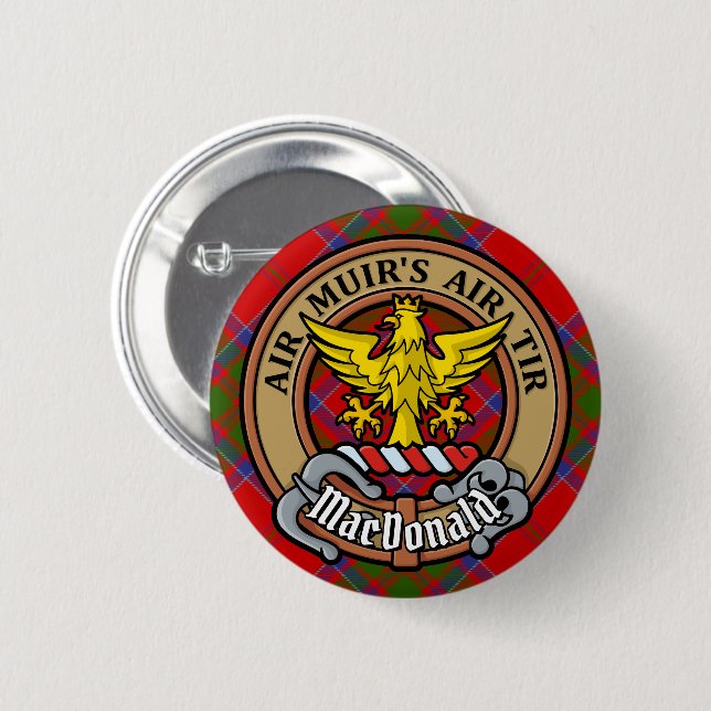 Clan MacDonald of Keppoch Crest over Tartan Button (Front & Back)