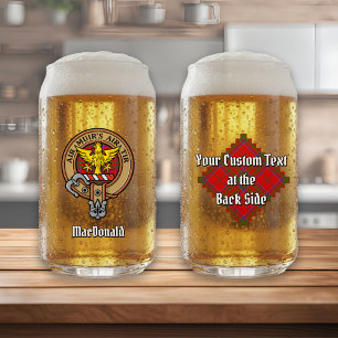 Clan MacDonald of Keppoch Crest over Tartan Can Glass