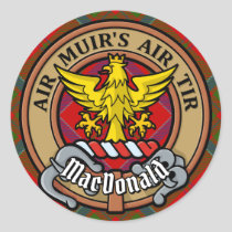 Clan MacDonald of Keppoch Crest over Tartan Classic Round Sticker