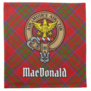 Clan MacDonald of Keppoch Crest over Tartan Cloth Napkin