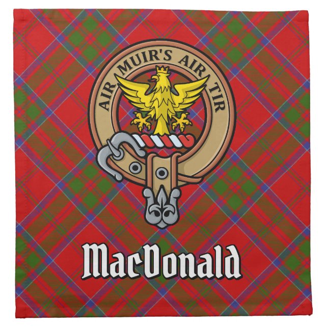 Clan MacDonald of Keppoch Crest over Tartan Cloth Napkin (Front)