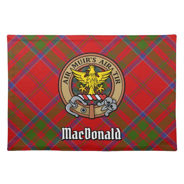 Clan MacDonald of Keppoch Crest over Tartan Cloth Placemat (Front)