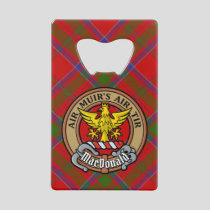 Clan MacDonald of Keppoch Crest over Tartan Credit Card Bottle Opener