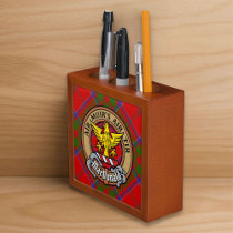 Clan MacDonald of Keppoch Crest over Tartan Desk Organizer
