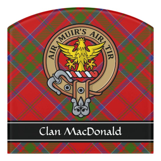 Clan MacDonald of Keppoch Crest over Tartan Door Sign (Contour Front)
