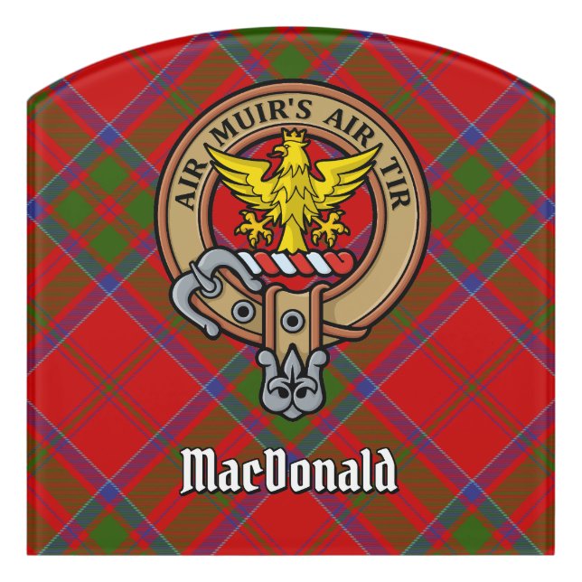 Clan MacDonald of Keppoch Crest over Tartan Door Sign (Contour Front)