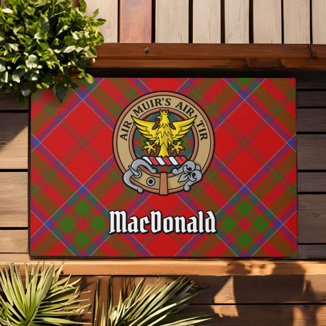 Clan MacDonald of Keppoch Crest over Tartan Doormat (Creator Uploaded)