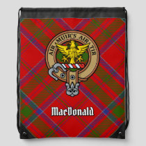 Clan MacDonald of Keppoch Crest over Tartan Drawstring Bag