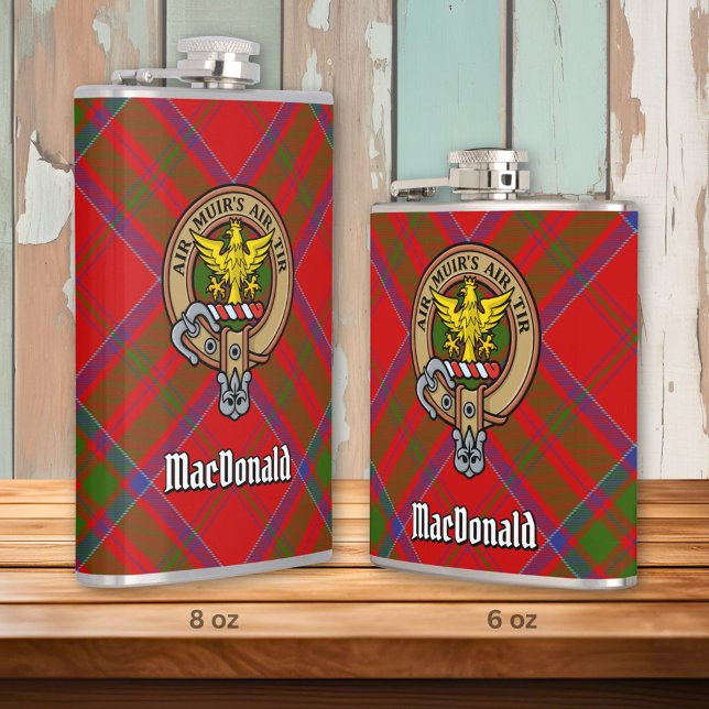 Clan MacDonald of Keppoch Crest over Tartan Flask (Creator Uploaded)