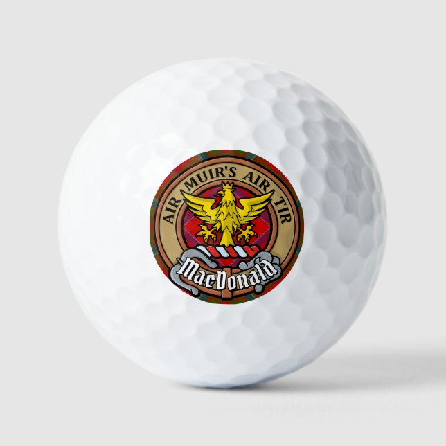 Clan MacDonald of Keppoch Crest over Tartan Golf Balls (Front)