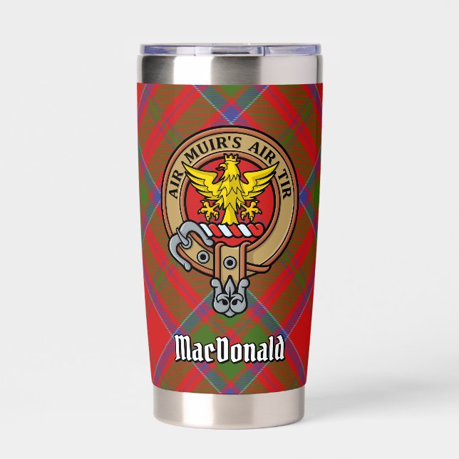 Clan MacDonald of Keppoch Crest over Tartan Insulated Tumbler (Front)