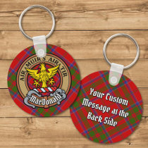 Clan MacDonald of Keppoch Crest over Tartan Keychain