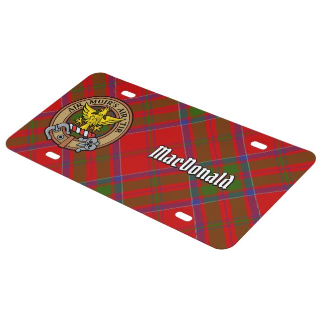 Clan MacDonald of Keppoch Crest over Tartan License Plate (Side)