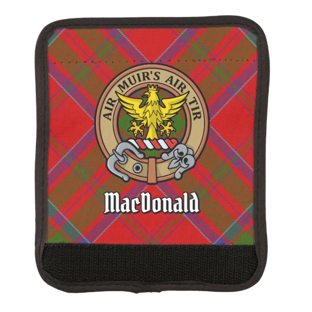Clan MacDonald of Keppoch Crest over Tartan Luggage Handle Wrap (Front)