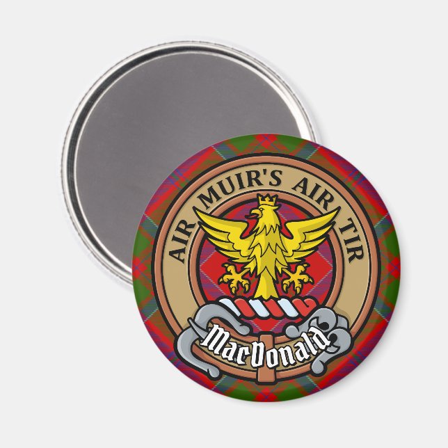 Clan MacDonald of Keppoch Crest over Tartan Magnet (Front/Back)