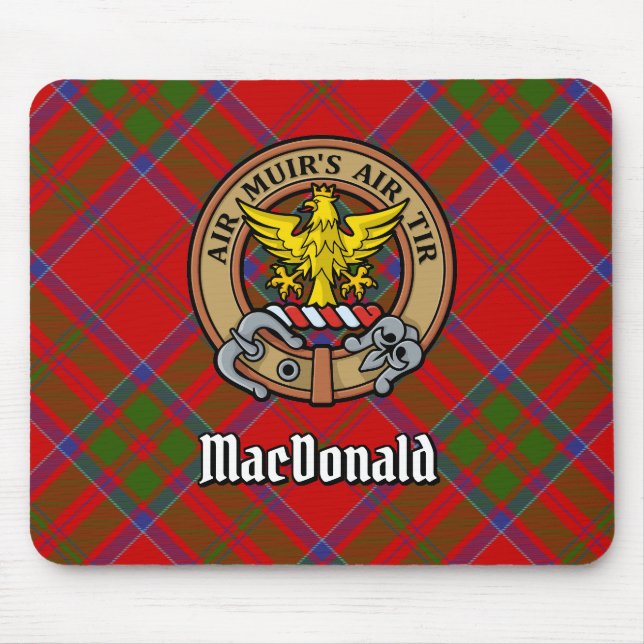 Clan MacDonald of Keppoch Crest over Tartan Mouse Pad (Front)