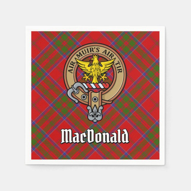 Clan MacDonald of Keppoch Crest over Tartan Napkins (Front)