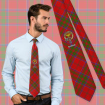 Clan MacDonald of Keppoch Crest over Tartan Neck Tie