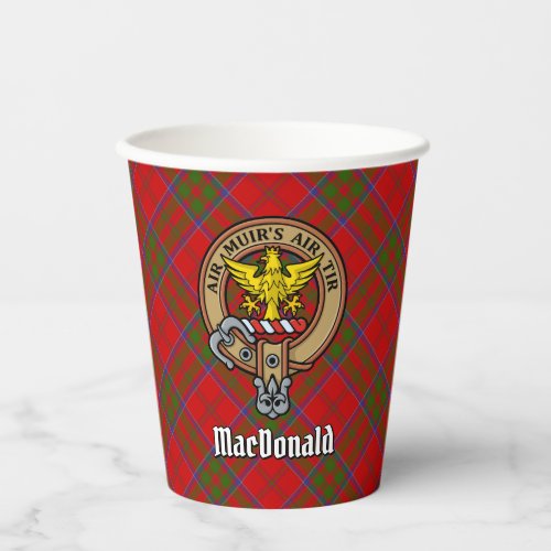 Clan MacDonald of Keppoch Crest over Tartan Paper Cups