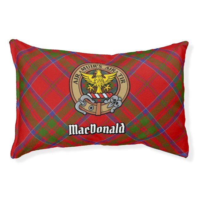 Clan MacDonald of Keppoch Crest over Tartan Pet Bed (Front)