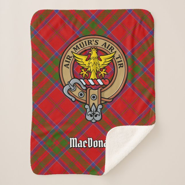 Clan MacDonald of Keppoch Crest over Tartan Sherpa Blanket (Front)