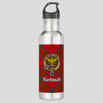 Clan MacDonald of Keppoch Crest over Tartan Stainless Steel Water Bottle