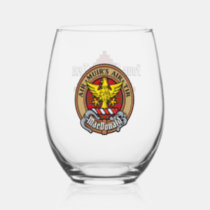 Clan MacDonald of Keppoch Crest over Tartan Stemless Wine Glass