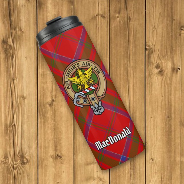Clan MacDonald of Keppoch Crest over Tartan Thermal Tumbler (Creator Uploaded)