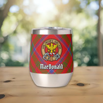Clan MacDonald of Keppoch Crest over Tartan Thermal Wine Tumbler