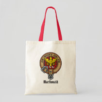 Clan MacDonald of Keppoch Crest over Tartan Tote Bag