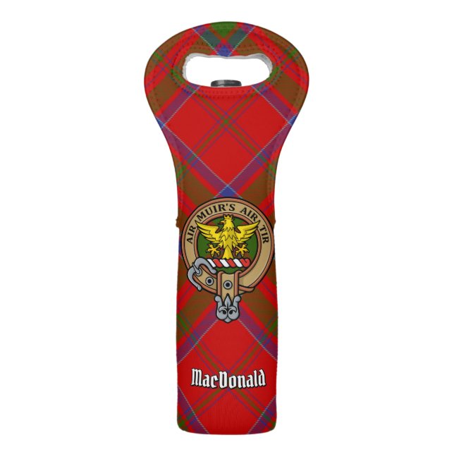 Clan MacDonald of Keppoch Crest over Tartan Wine Bag (Front)