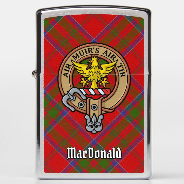 Clan MacDonald of Keppoch Crest over Tartan Zippo Lighter (Front)