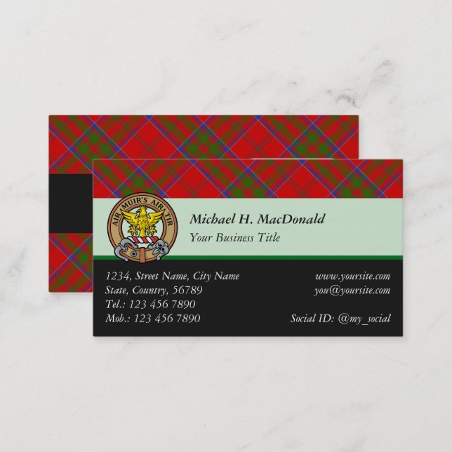 Clan MacDonald of Keppoch Tartan Business Card (Front/Back)