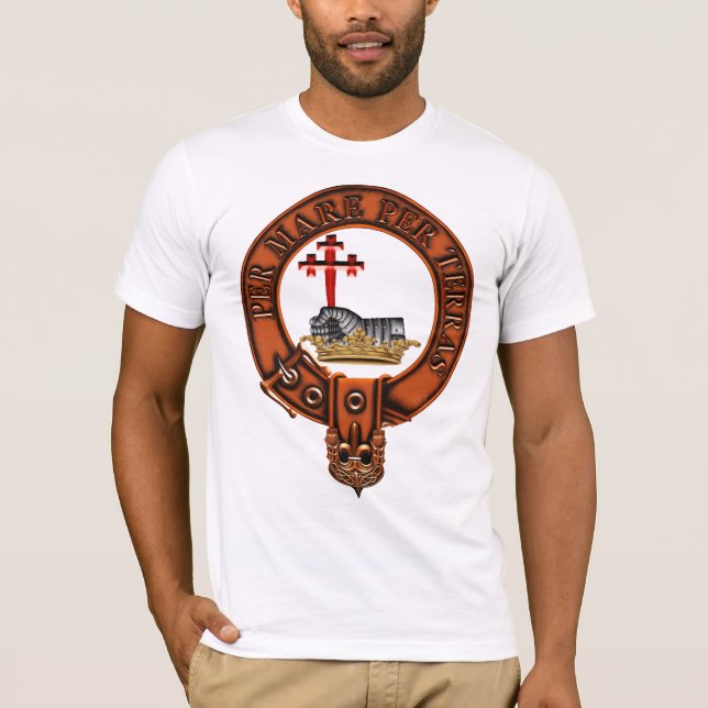 Clan MacDonald Of MacDonald Family Crest and Targe T-Shirt (Front)