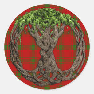 Clan MacDonald of Sleat Tartan And Celtic Tree Classic Round Sticker