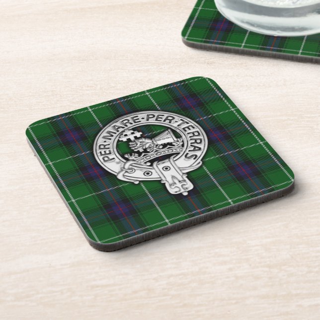 Clan MacDonald of the Isles Crest & Tartan Beverage Coaster (Left Side)