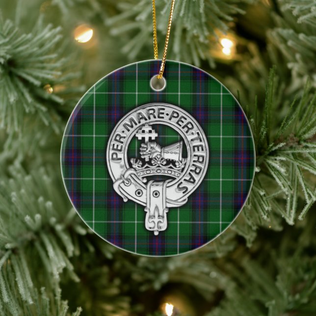 Clan MacDonald of the Isles Crest & Tartan Ceramic Ornament (Tree)