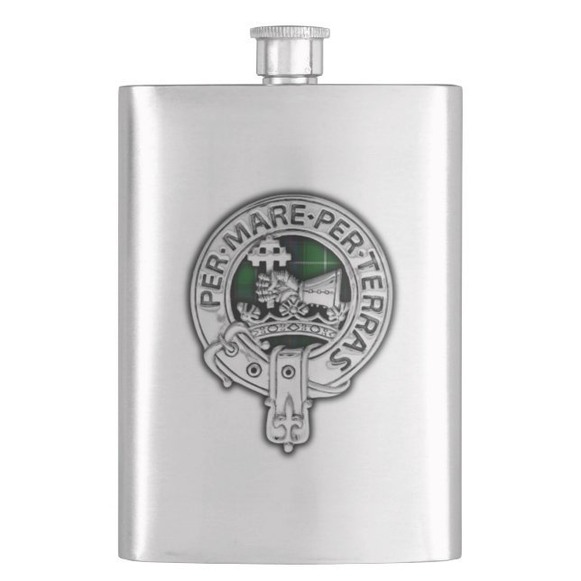 Clan MacDonald of the Isles Crest & Tartan Flask (Front)